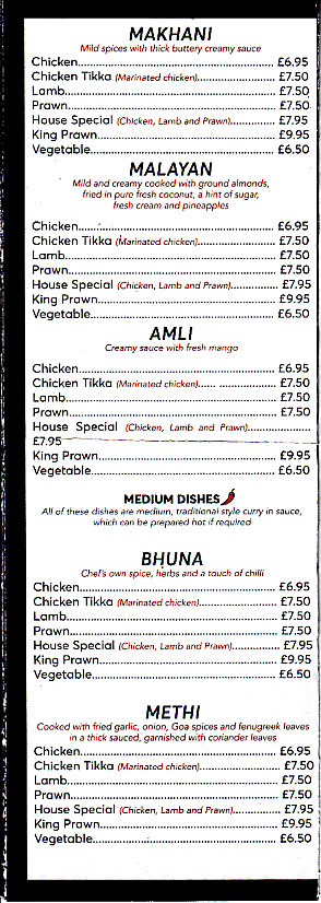 Hot Chilli indian menu fishguard