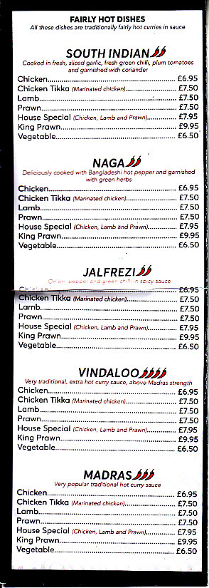 Hot Chilli indian menu fishguard